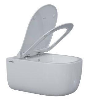 Подвесной унитаз Berges EGO XL Rimless 082138 с функцией биде сиденье дюропласт Okus Slim SO белый